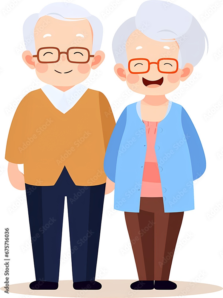 elderly couple smiling. Old woman and old man couple embrace affectionately. Feeling happy of granddaddy and grandmother retirement Age. illustration isolated elderly couple smiling. Old woman and old man couple embrace affectionately. Feeling happy of granddaddy and grandmother retirement Age. illustration isolated