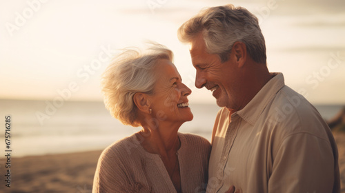 Sharing a romantic moment at the beach. Rearview of a happy senior couple touching their foreheads together on a seaside bridge. Retired elderly couple spending some quality time together.