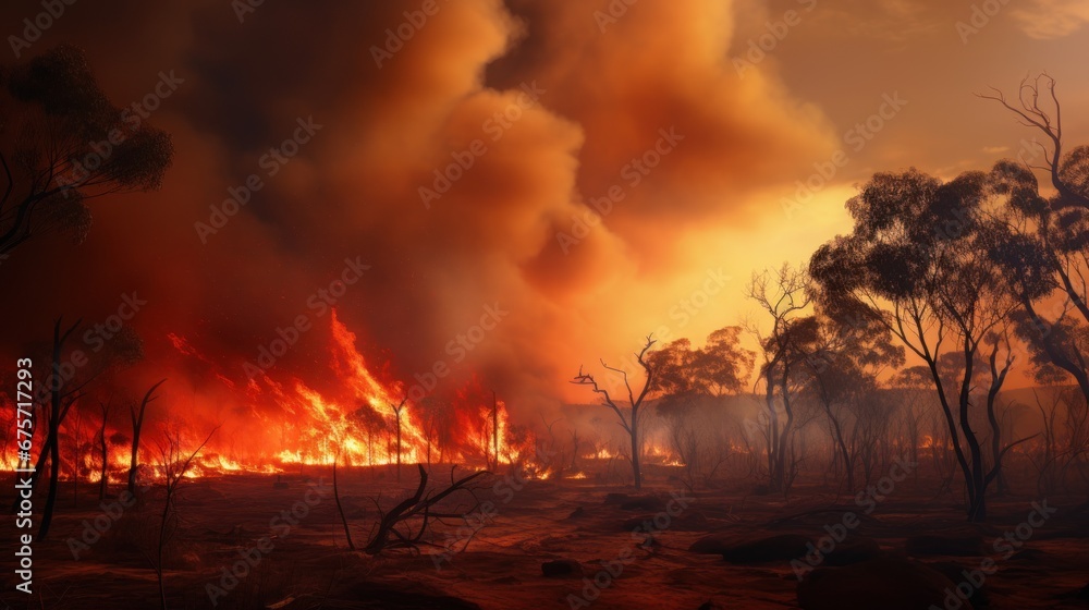 Wildfire in the Australian outback.