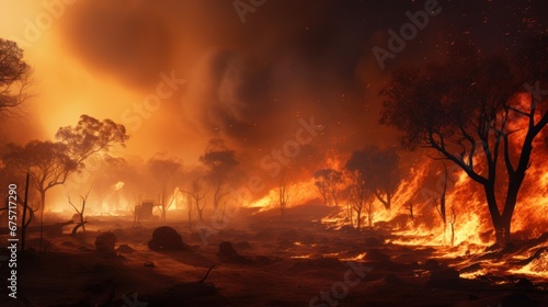 Wildfire in the Australian outback. © sirisakboakaew
