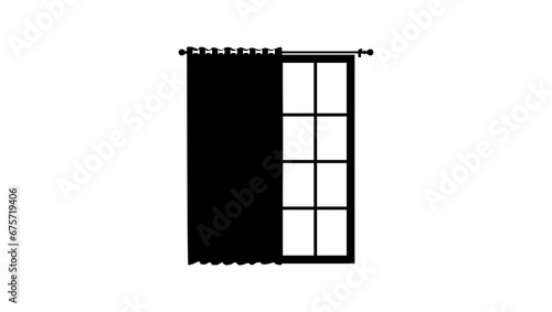 Room Darkening Curtain Panel, black isolated silhouette
