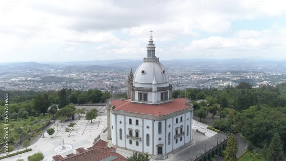 Aerial view of the historic Shrine of Our Lady of Sameiro in Braga, northern Portugal. Aerial view of the historic Shrine of Our Lady of Sameiro in Braga, northern Portugal.