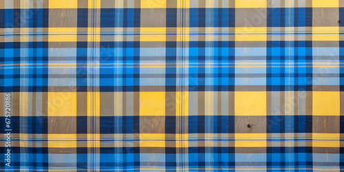 Yellow and blue plaid textured fabric background
