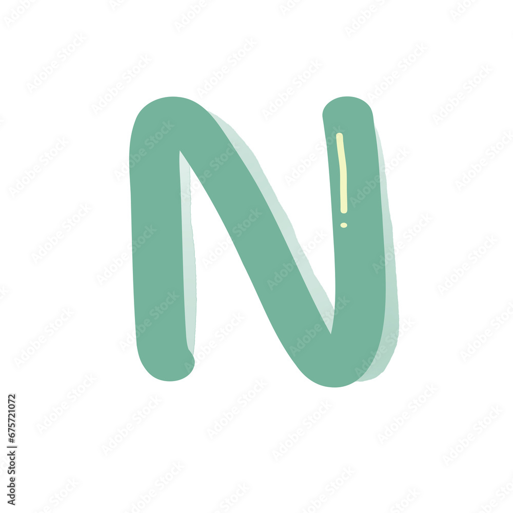 green letter N
