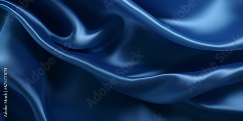 Dark blue textured silk fabric abstract background 