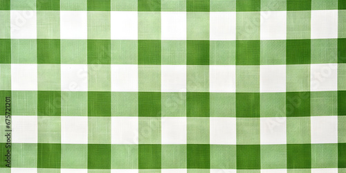 Green and white plaid textured fabric background