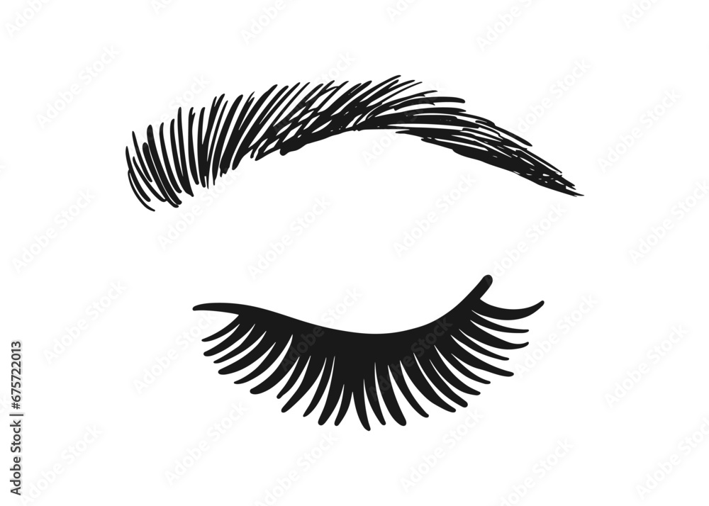 Eye Sketch. Female Eyelashes Brow Illustration. Eye Sketch. Female Eyelashes Brow Illustration.