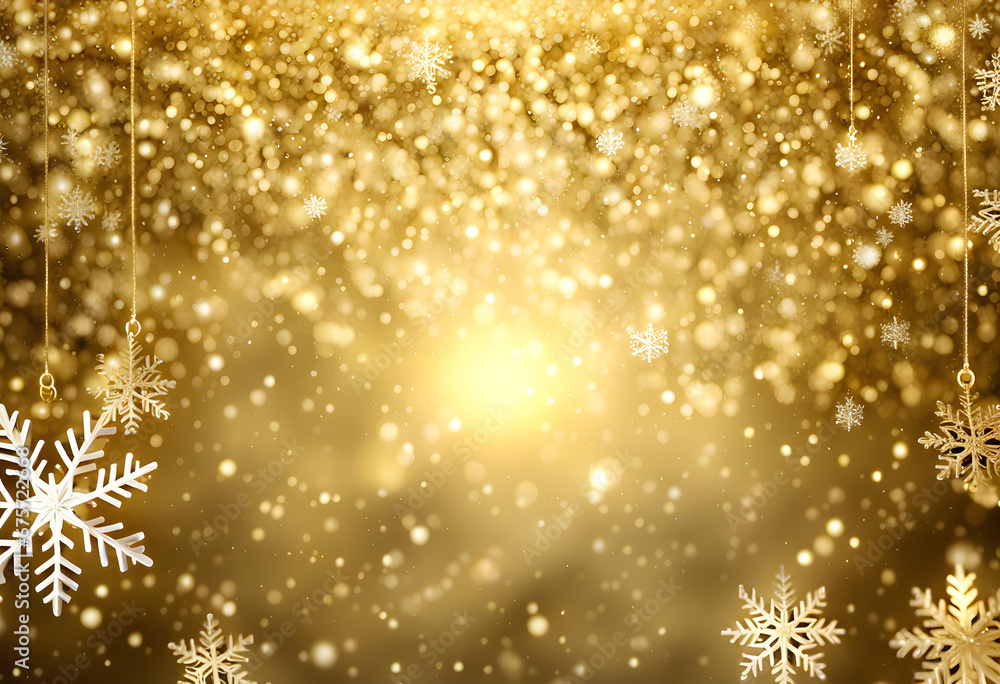 Gold sparkling christmas background with snowflakes Gold sparkling christmas background with snowflakes