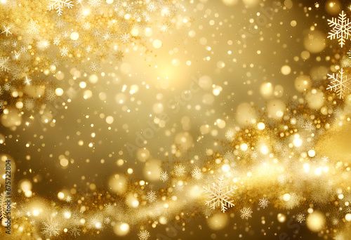 Gold sparkling christmas background with snowflakes