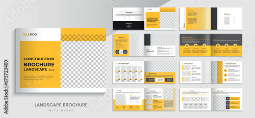 Construction Landscape brochure design. company profile 16 pages layout brochure template.