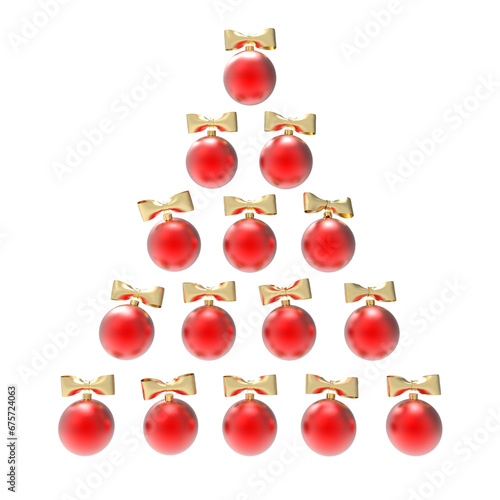 Red Christmas Tree. Christmas Tree of red balls with gold bows