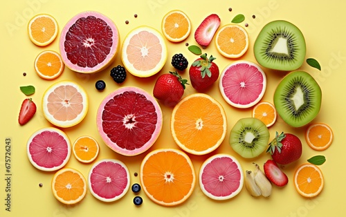 Abstract Fruit Array on pastel color background