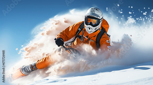Alpine skiing sliding down snow-covered slopes on skis with fixed-heel bindings.