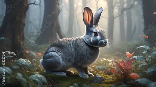 unusual rabbit in a magical realm, generative AI. © 4K_Heaven