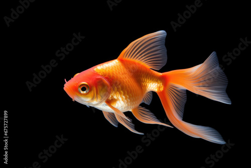 Goldfish on black background
