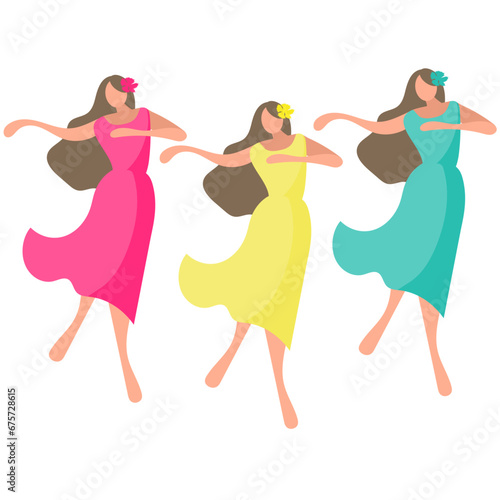 フラダンスを踊る女性たちのイラスト