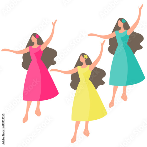フラダンスを踊る女性たちのイラスト