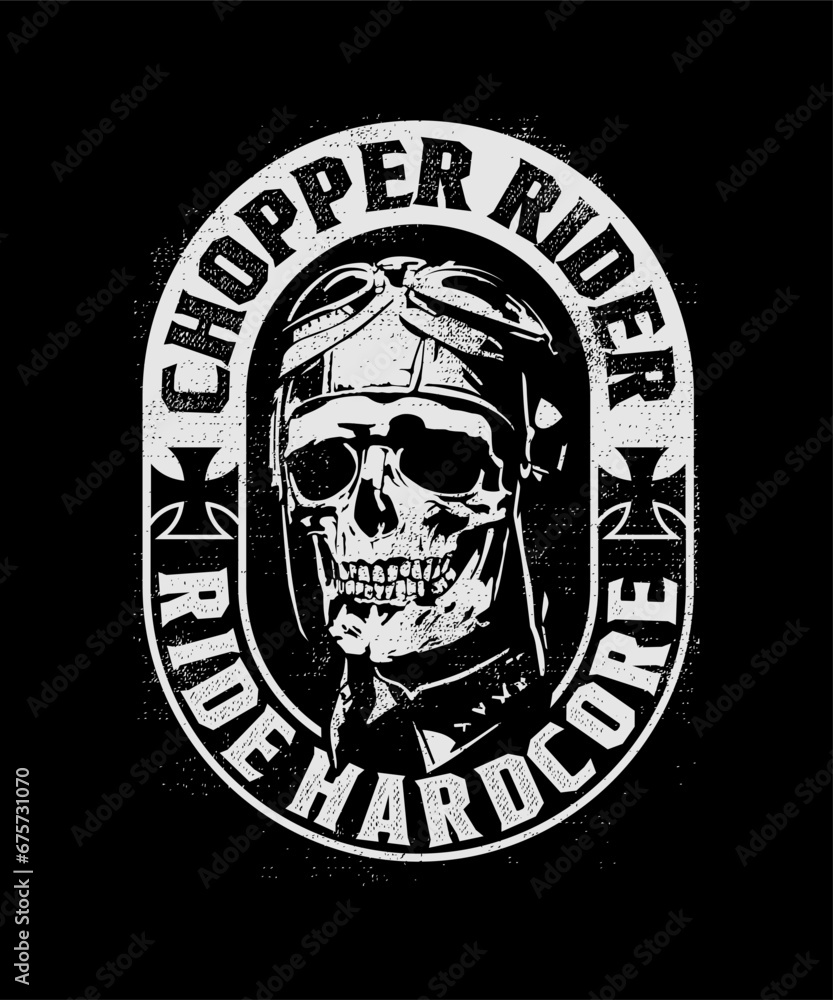 Fototapeta premium Chopper rider ride hardcore vintage vector t-shirt design