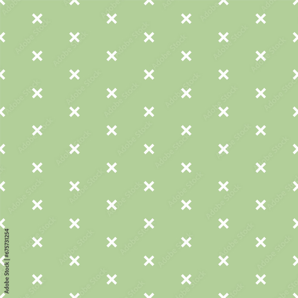 Green seamless pattern with white cross