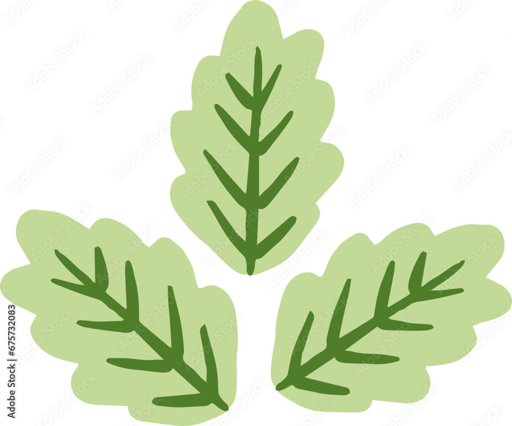 Hand-Drawn Green Leaves Nature Plant