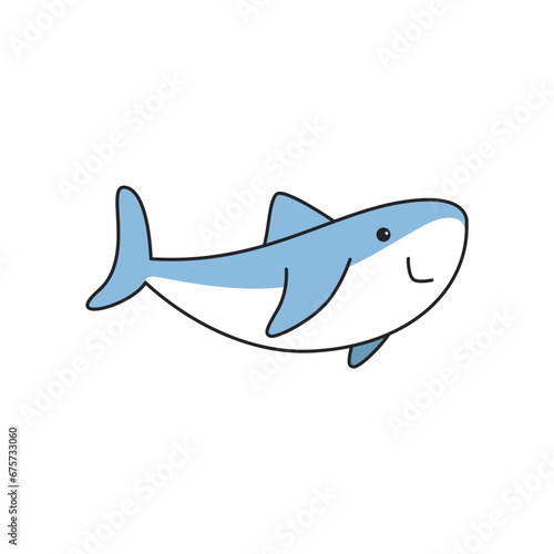 shark sea animal cartoon icon vector illustration design graphic doodle