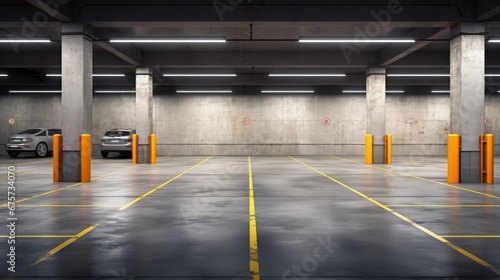 Vacant Parking Space or Storage with Copy Space for Text: A Clean, Empty Area Ready for Use or Personalization and electric cars charging stations