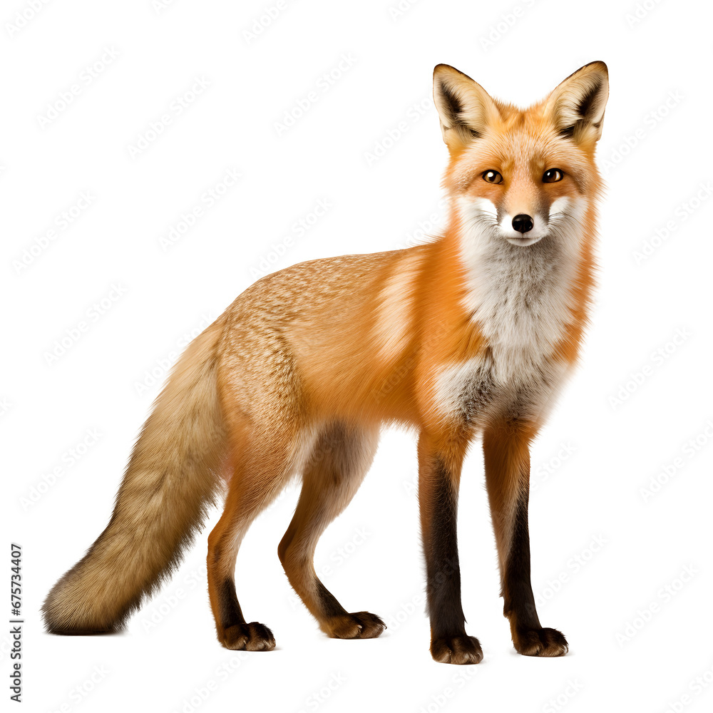 Fototapeta premium red fox isolated on transparent background, PNG