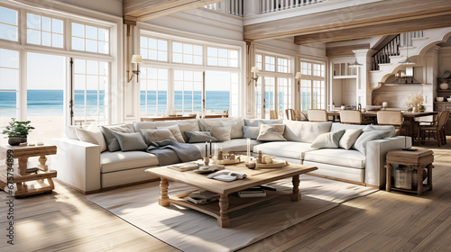 Cozy living room overlooking the sea © Ms VectorPlus