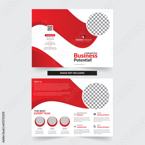 Corporate bi fold business brochure design template in a4 format