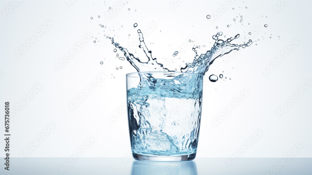 Glass of water with splashes isolated on white background Glass of water with splashes isolated on white background