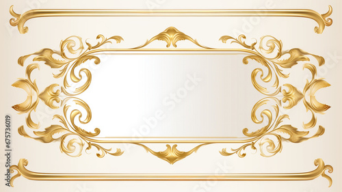 golden frame for copy space on white background
