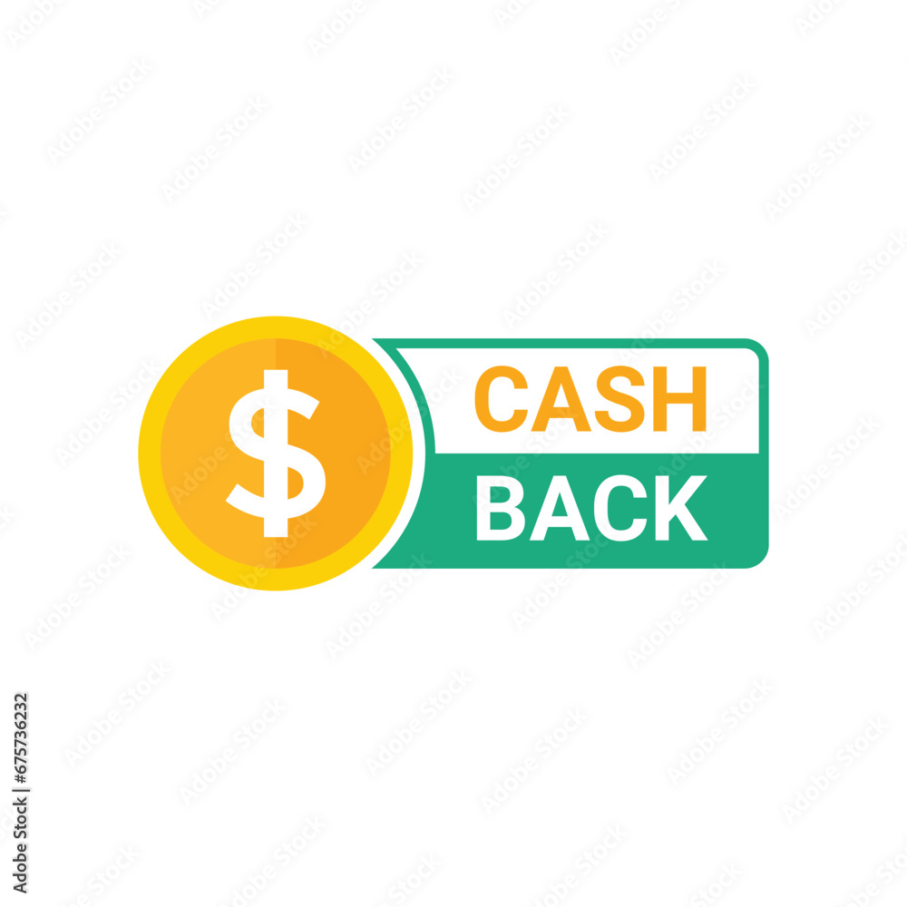 Cash back badge. Money back logo template. Bonus cash back icon. Refund money service for partner program. Vector illustration. Cash back badge. Money back logo template. Bonus cash back icon. Refund money service for partner program. Vector illustration.