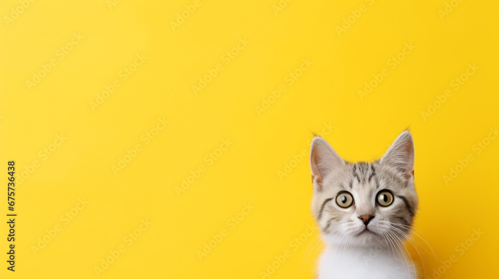 cat on yellow background cat on yellow background
