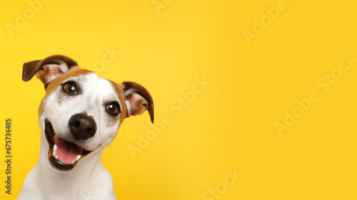 dog on yellow background © Yuwarin