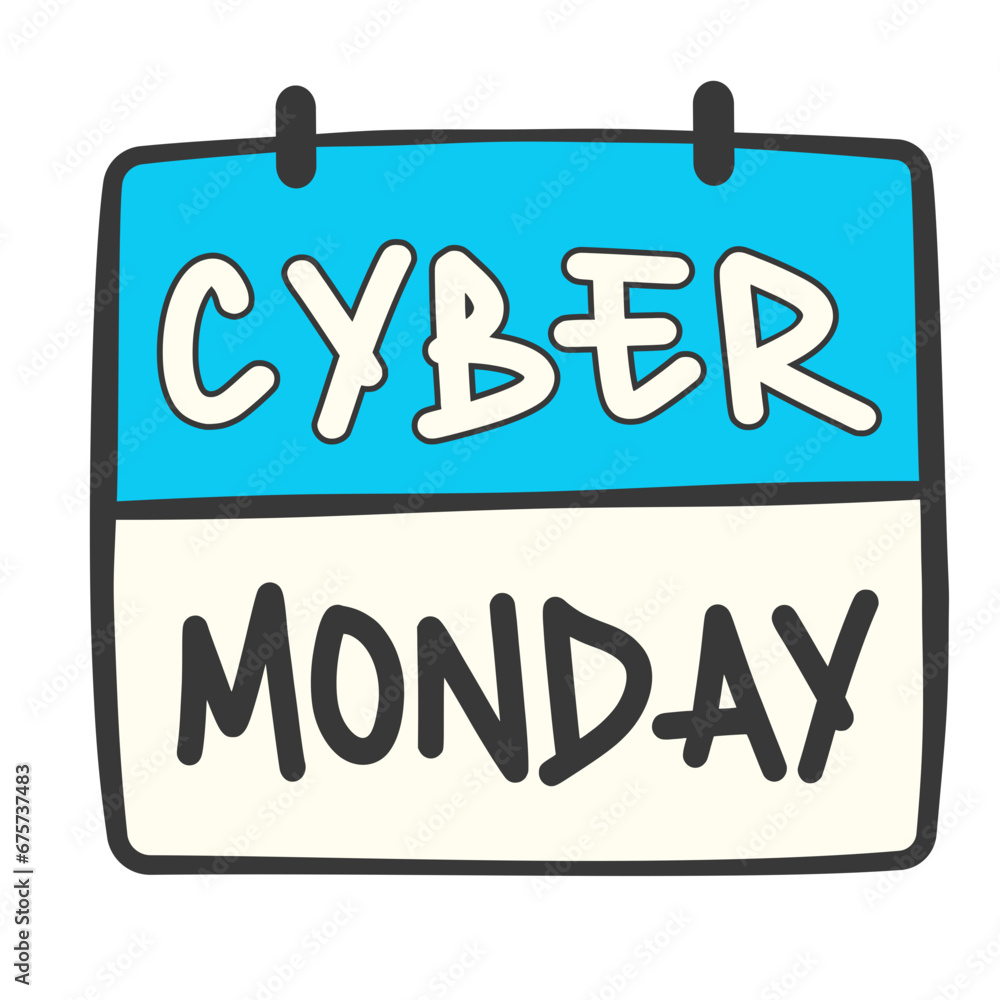 Calendar page with Cyber Monday lettering Calendar page with Cyber Monday lettering