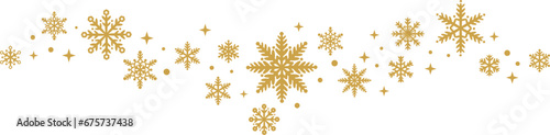 Golden snowflake border wave vector clip art illustration for winter holidays, Christmas design element © Kati Moth
