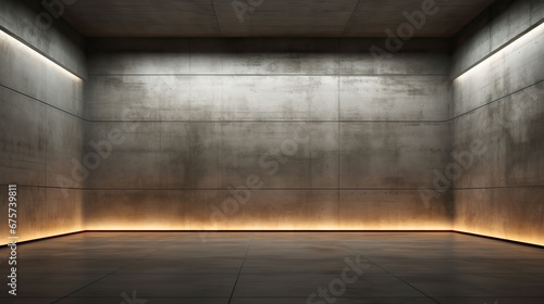 abstract modern architecture background, empty concrete room with light from window © ttonaorh