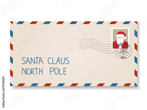 Letter to Santa Claus with stamps and postage marks