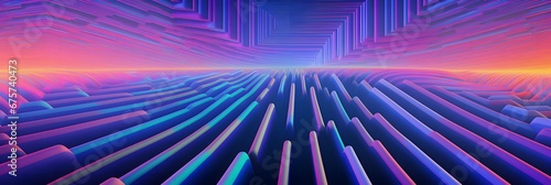 Vivid Synthwave Dreams, Abstract Waves in Ethereal Purple and Blue