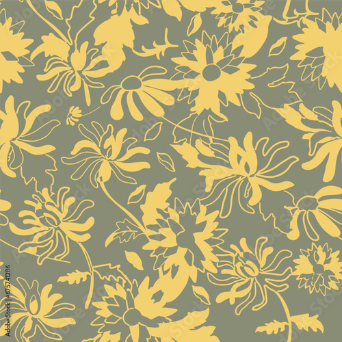 Floral brush strokes seamless pattern background