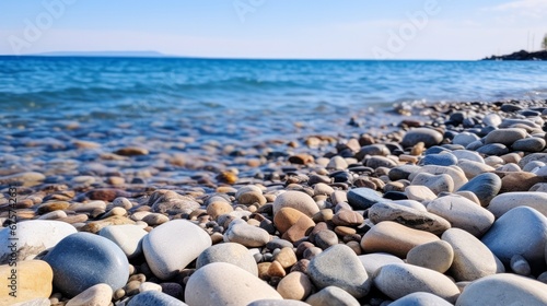 Rocks and Stones on the Beach Seaside Line  A Tranquil Scene Captured in Altinkum  Akcay Edremit Town  Aegean Sea Coast Region  Turkey  Anatolia  Asia. Taken on a Calm and Warm Autumn Day.