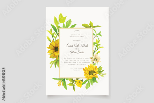 wedding and invitation card with sunflower illustration