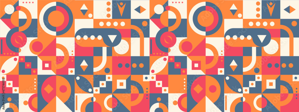 Colorful colourful abstract geometric mosaic banner design with simple shapes Colorful colourful abstract geometric mosaic banner design with simple shapes