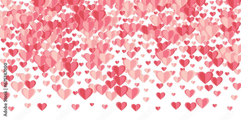 Papercut pink heart symbols romantic vector background. Birthday surprise party decor. Present gift
