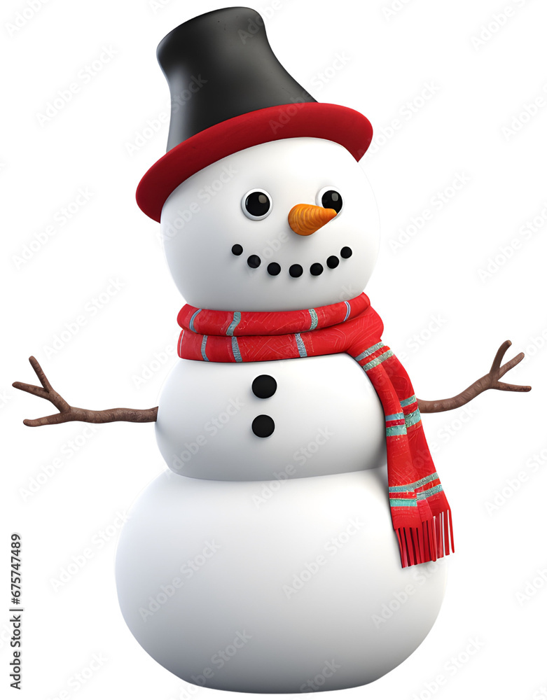 Snowman smile wearing hat and scarf 3d Snowman smile wearing hat and scarf 3d