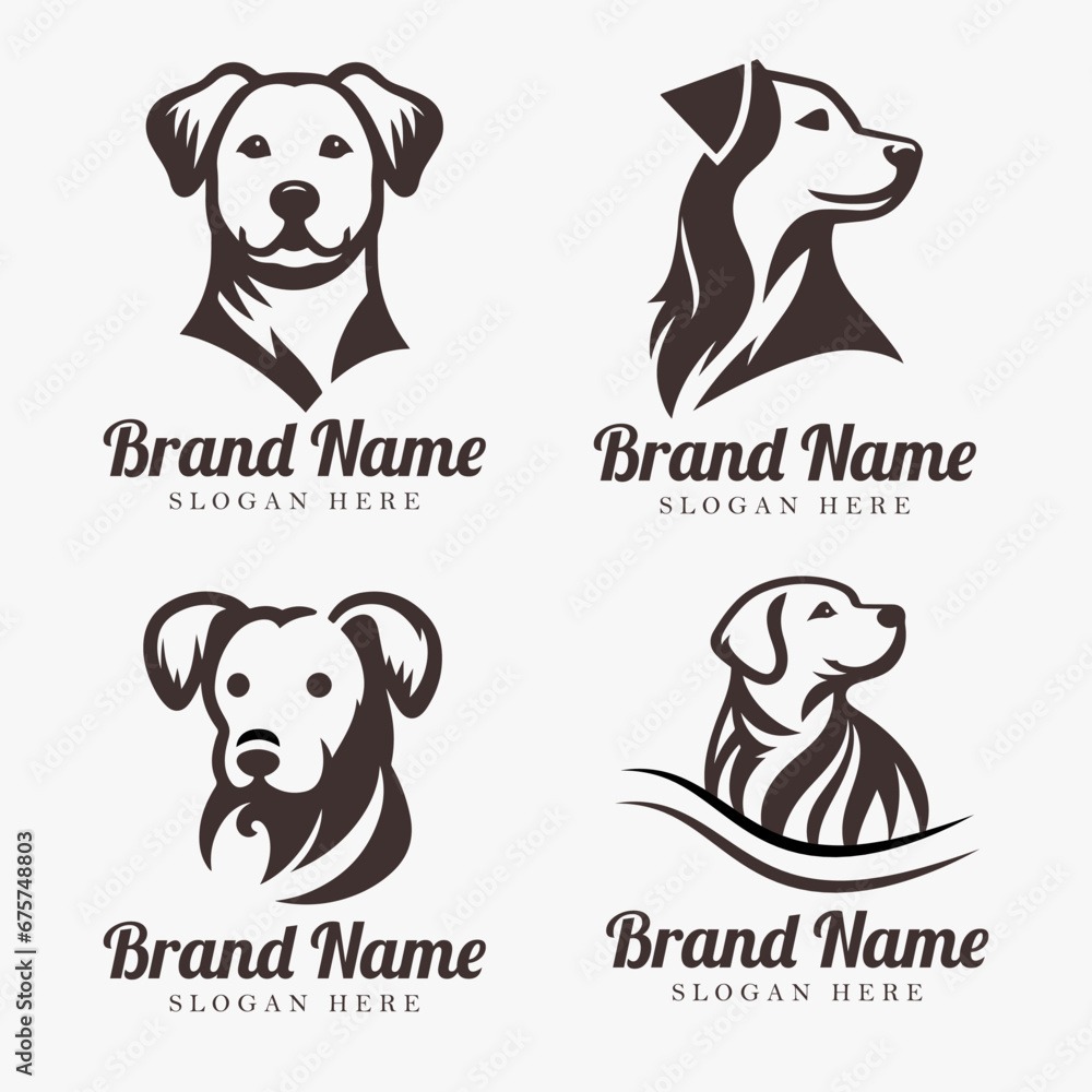 Vector head of dog logo icon design with negative space