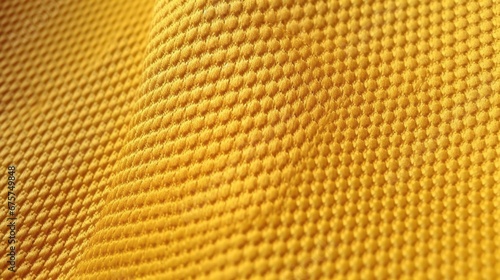 Yellow soccer jersey with air mesh texture. Athletic wear backdrop
