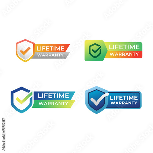 Gradient banner lifetime warranty. Lifetime Warranty label, sticker, seal, badge, icon, logo, signflat vector illustration