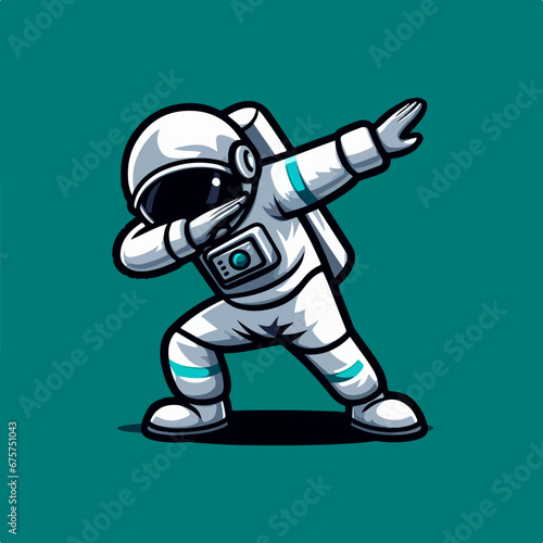 A cute hand drawn mascot logo of Astranout Dabbing on neutral background