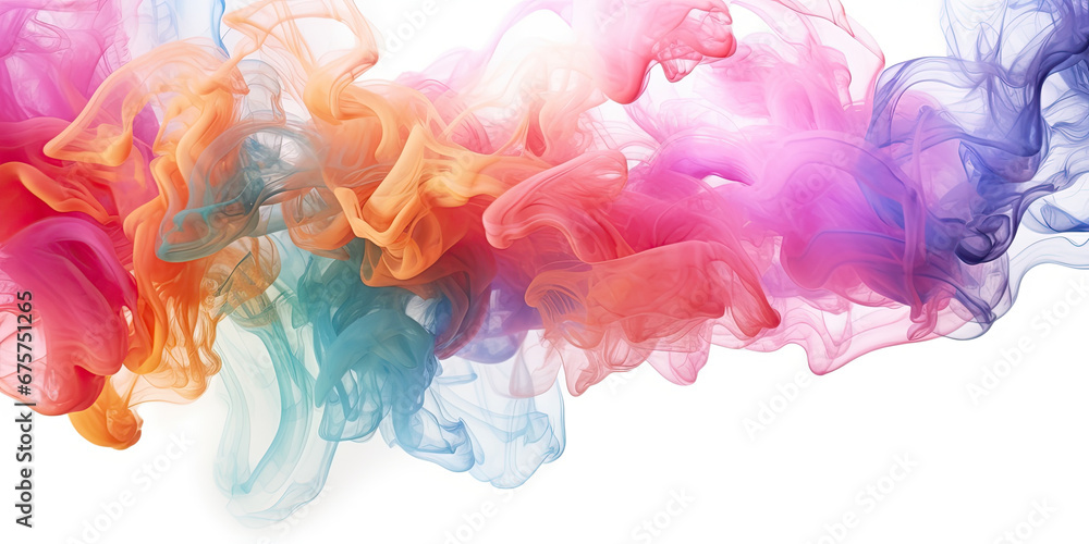 Puffs of multicolored smoke on white background Puffs of multicolored smoke on white background